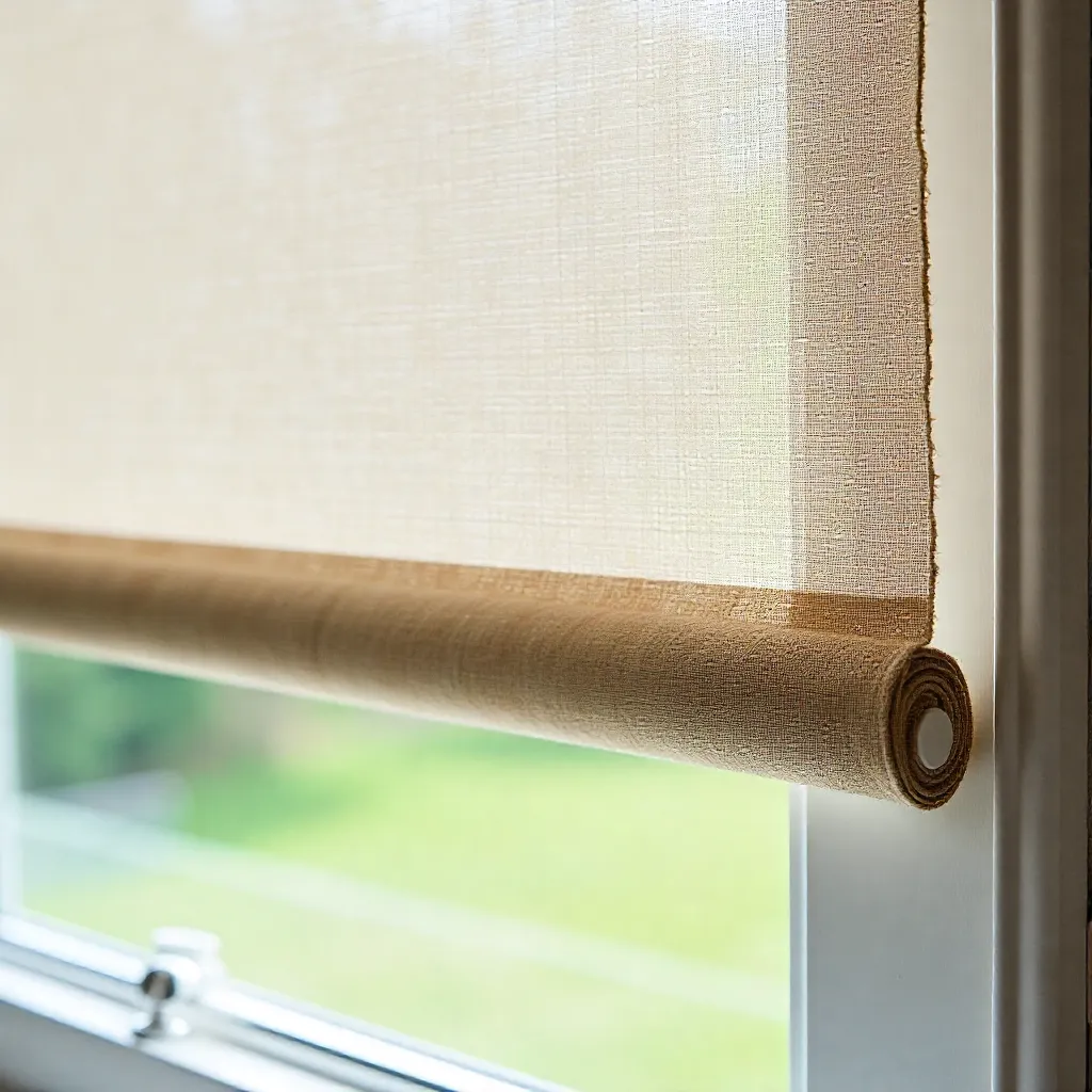 Elegant window covering with natural material finish